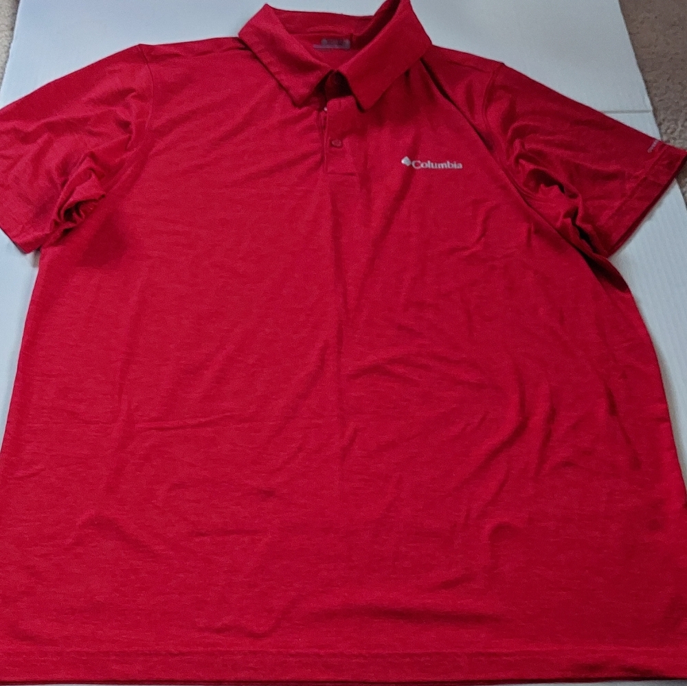 Columbia Men's Large Red Polo Shirt Omniwick